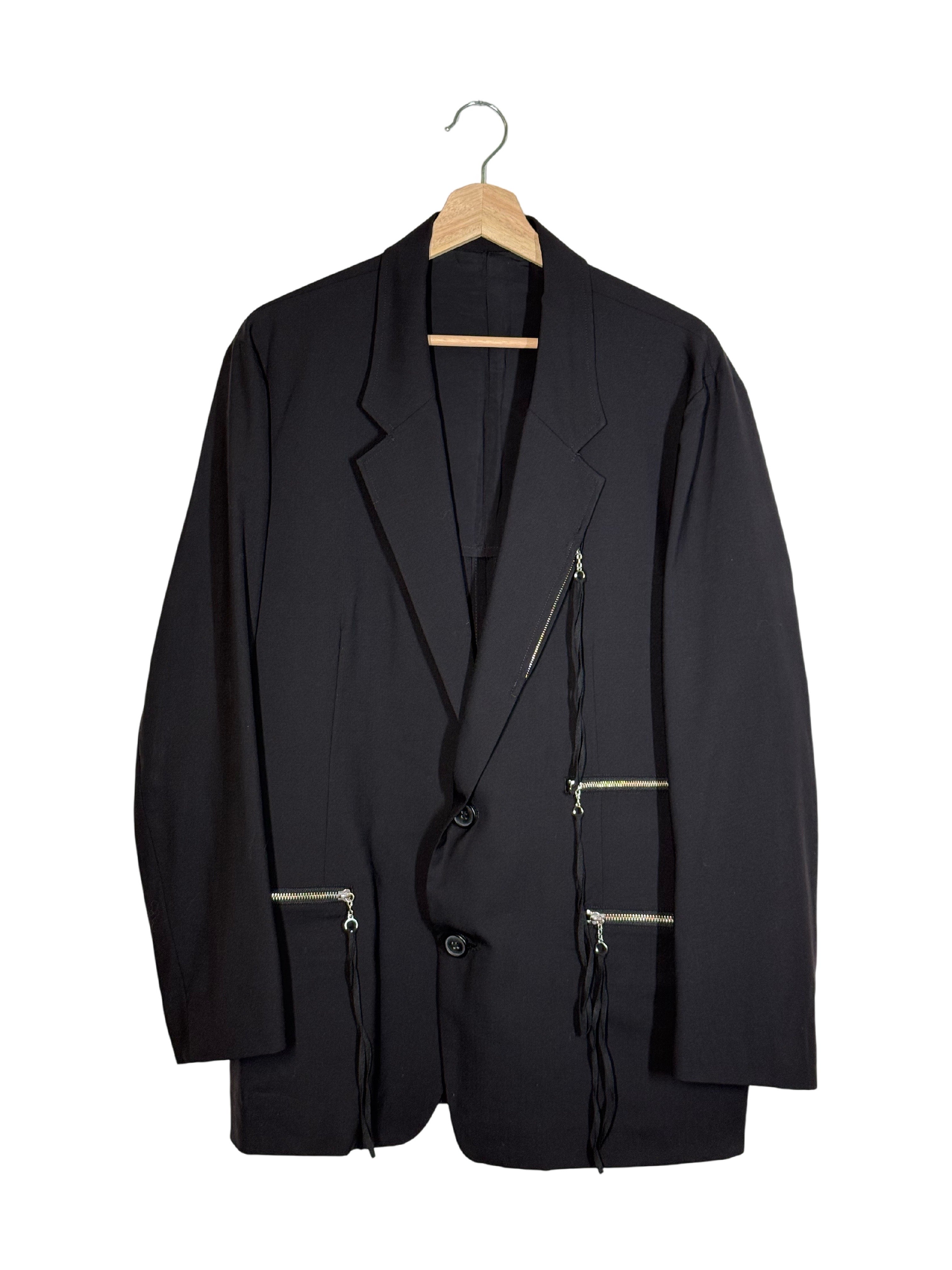 Y's Bang On Zip Ribbon Two-Button Wool Blazer